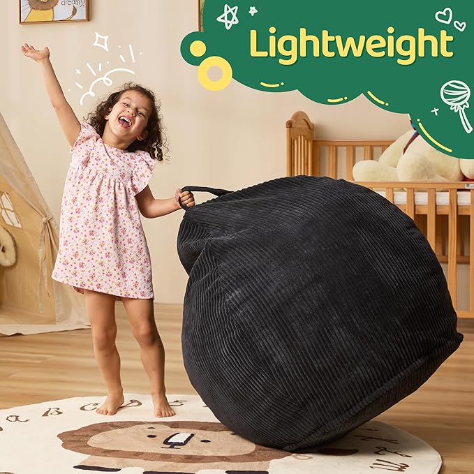 Bean Bag Chairs Teardrop Bean Bag Chair Beanbag Chair with Memory Foam Filled Machine Washable Cover for Living Room, Bedroom (Small,Black)-CubbioJoy