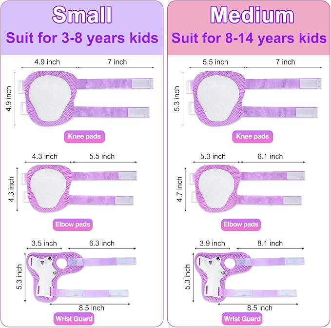 Kids Bike Helmet with DIY Stickers and Knee Pads Elbow Pads Wrist Guard Set for Ages 3-8-14 Toddler Boys Girls Helmet for Roller Skates Cycling Skateboarding Bicycle Scooter-CubbioJoy