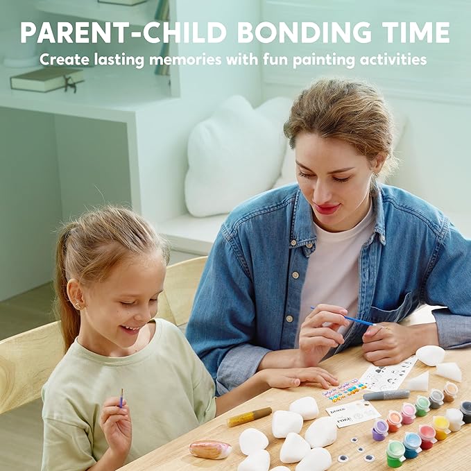 JOYIN Rock Painting Kit for Kids, Arts and Crafts for Girls & Boys Ages 6-12, DIY Supplies for Painting Rocks, Easter Craft Kits Art Set, Toddler Birthday Christmas Presents, Family Indoor Activity-CubbioJoy