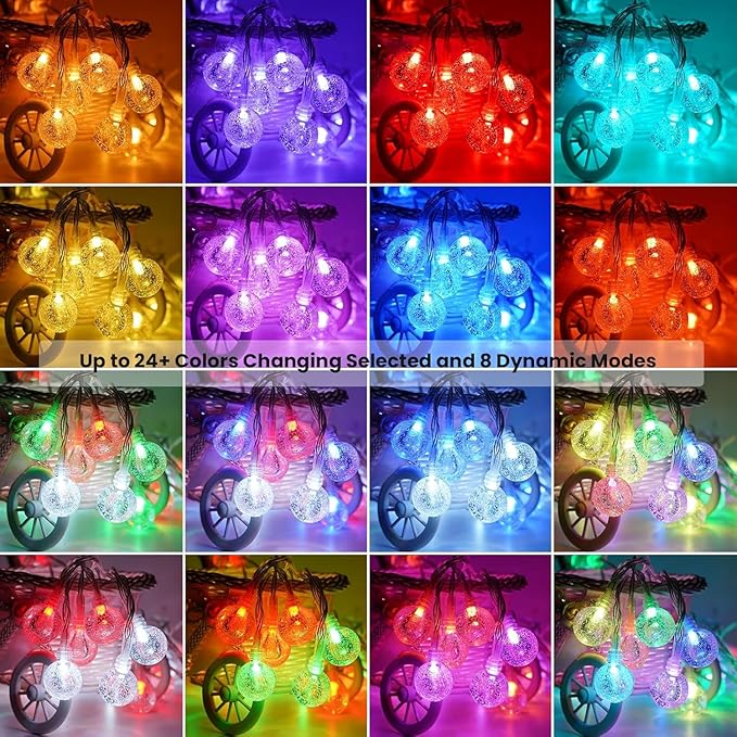 Color Changing String Lights Plug in, 33ft 60LED Connectable Crystal Globe String Lights Remote, Decorative Outdoor Twinkle Lights for Girl Gift Bedroom Patio Garden Tent Camp Party Christmas Décor-CubbioJoy