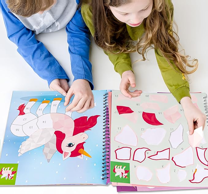 90shine 4PCS Sticker Books for Kids Ages 4-8 Sea-Maid Horned Horse Zoo Pet Themed Designs Party Gift Create 44 Pictures-CubbioJoy