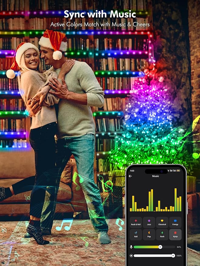 Brizled Smart RGB Fairy Lights Pro, 66FT 200 LED Orange Purple Halloween String Lights, Color Changing Christmas Fairy Light App Controlled, Dimmable Tree Light Music Sync Work with Google Home Alexa-CubbioJoy