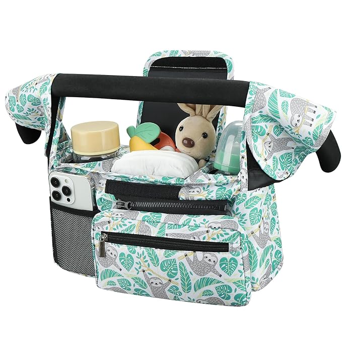 Accmor Universal Stroller Organizer with Insulated Cup Holder Detachable Phone Bag and Shoulder Strap,Stroller Bag Caddy Organizer Fits for Uppababy, Baby Jogger, Britax Strollers-CubbioJoy