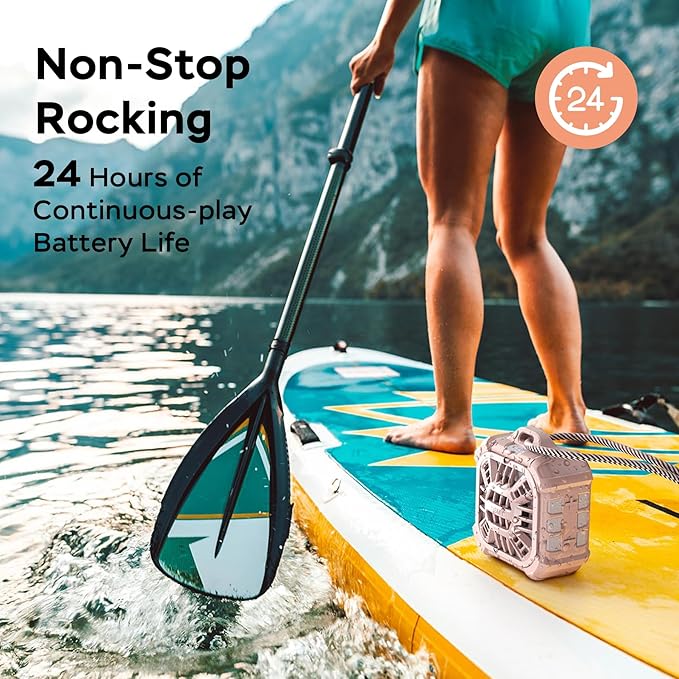 INSMY IP67 Waterproof Bluetooth Speaker, Shower Speaker Portable Small Clip-on, Multi Sync 100+ Speakers, Big Volume Booming Bass, 24H Playtime/Floatable/RGB Lights for Outdoor/Kayak/Beach(Pink)-CubbioJoy