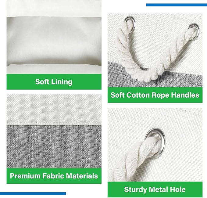 Bidtakay Small Baskets Fabric Storage Baskets for Organizing 3-Pack 12x8x5 Inch Collapsible Storage Bins for Shelves Canvas Bins for Closet Organization Home Baskets Storage Linen Closet S-White&Grey-CubbioJoy