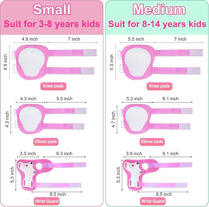 Kids Bike Helmet with DIY Stickers and Knee Pads Elbow Pads Wrist Guard Set for Ages 3-8-14 Toddler Boys Girls Helmet for Roller Skates Cycling Skateboarding Bicycle Scooter-CubbioJoy