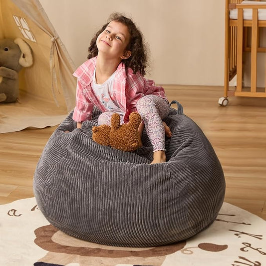 Bean Bag Chairs Teardrop Bean Bag Chair Beanbag Chair with Memory Foam Filled Machine Washable Cover for Living Room, Bedroom (Small,Grey)-CubbioJoy