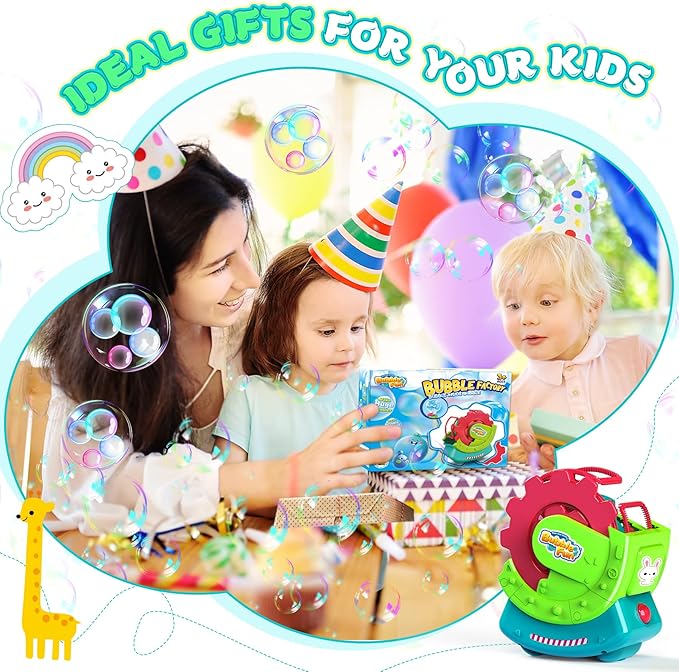 Bubble Machine for Toddlers Kids & Pets, with 8oz Safe Solution, Extra Large & Bubbles in Bubble Maker, Children & Pets Dog Toys Gift, Indoor/Outdoor Birthday Wedding Party Bubble Blower-CubbioJoy
