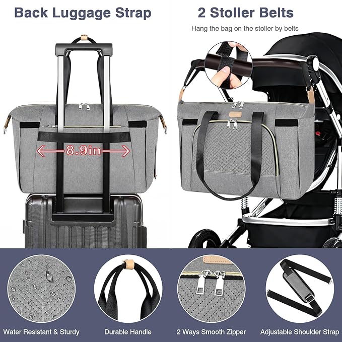 ITIEZY Diaper Bag Tote for Baby - Large Mommy Bag with Portable Changing Pad Pacifier Case, Hospital Bags Travel Baby Bag-CubbioJoy