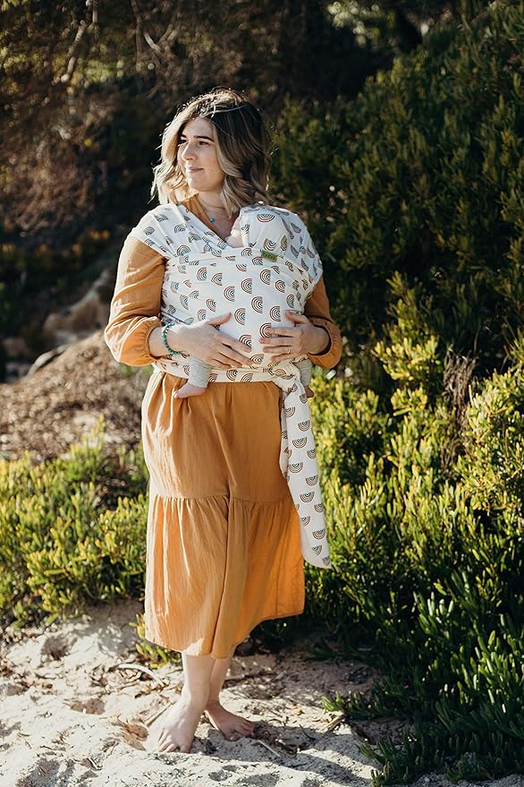 Boba Baby Wrap Carrier – Original Baby Sling Carrier for Newborns (7–35 lbs), Soft, Secure, Hands-Free & Ergonomic, Ideal for Comfortable Bonding, New Parents (Serenity Rainbow)-CubbioJoy