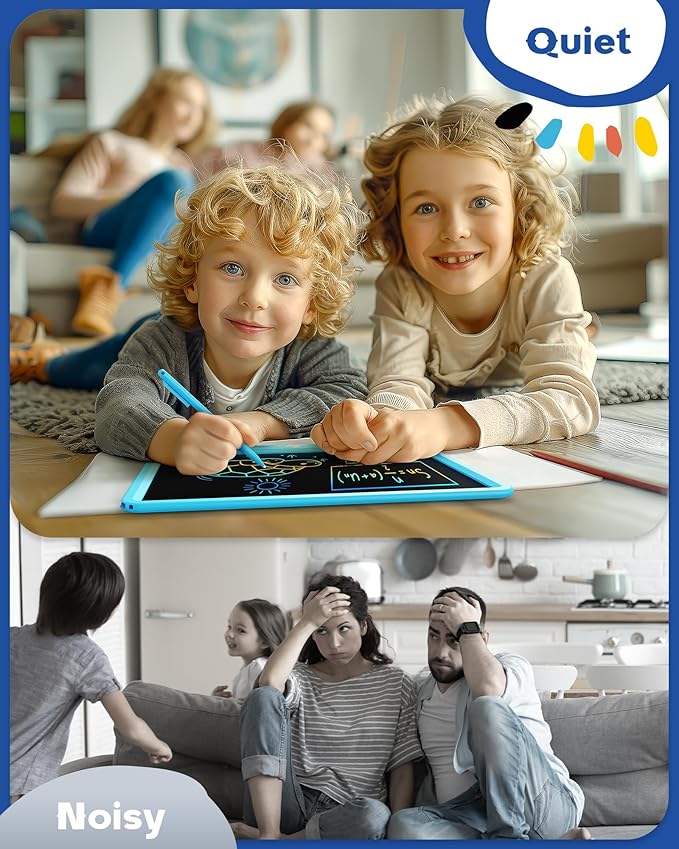 Bravokids 12 Inch LCD Writing Tablet for 3 Year Olds - Electronic Drawing Pad and Doodle Board as Educational Birthday Gifts for Girls and Boys (Blue)-CubbioJoy