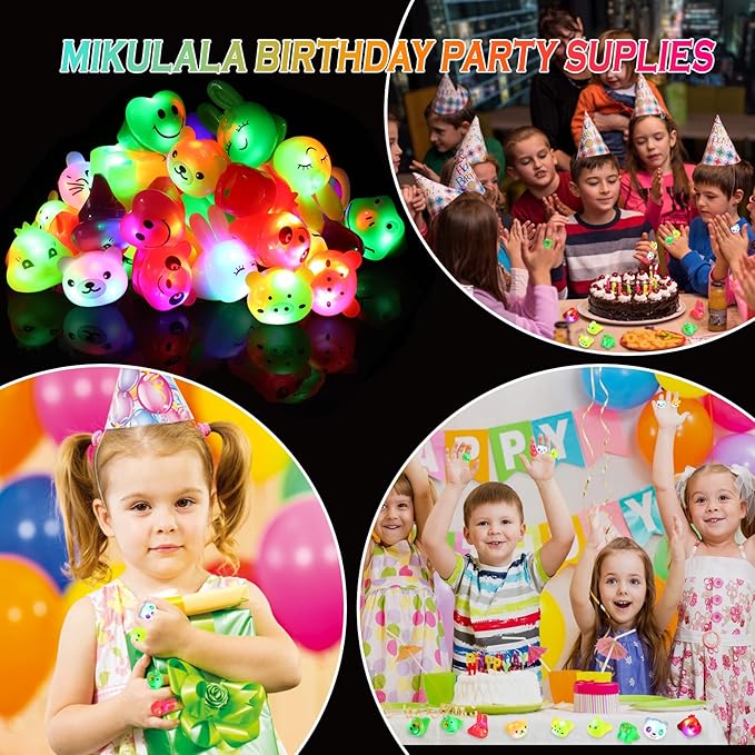 36 Pack Light Up Rings Glow in The Dark Party Supplies, Light up Party Favors, Goodie Bag Stuffers, Birthday Christmas Party Favors Classroom Prizes Cute Animal Treasure Box for Kids-CubbioJoy