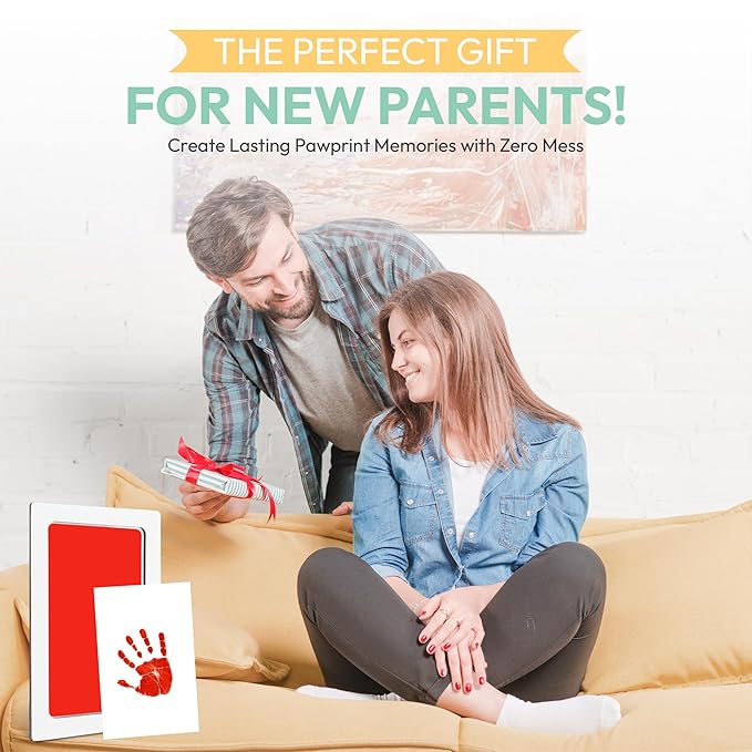 Clean Touch Ink Pad for Baby Handprints and Footprints – Inkless Infant Hand & Foot Stamp – Safe for Babies, Doesn’t Touch Skin – Perfect Family Memory or Gift – Red Print Kit by Tiny Gifts-CubbioJoy