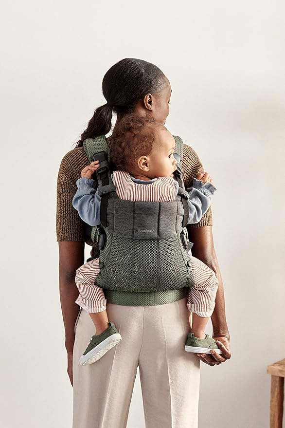 BabyBjörn Baby Carrier Harmony, Dark Green, 3D Mesh | 3-in-1 Ergonomic Baby Carrier; Newborn, Facing-in, Outward-Facing, and Back Carrying Positions Supported (7-40 lbs), Newborn to Toddler-CubbioJoy