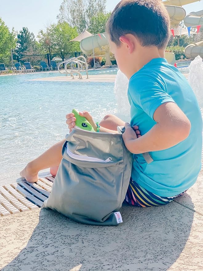 ALVABABY 3pcs Baby Cloth Diaper Wet Dry Bags Waterproof Reusable with Two Pockets Travel Beach Pool Daycare Soiled Baby Items Yoga Gym Bag for Swimsuits or Wet Clothes 3L-WB01-CubbioJoy