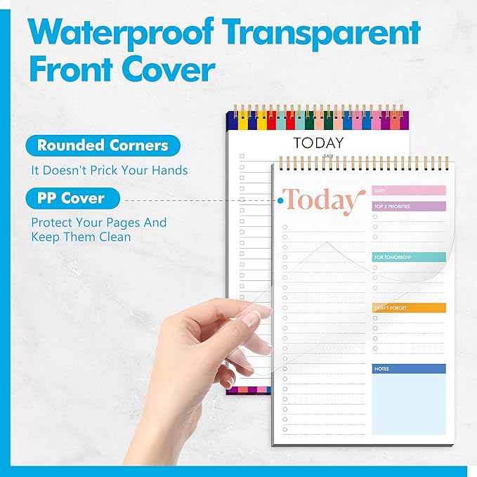 2 To Do List Notepads, Daily Planner Notebook with Tear-off Design, Undated Writing Organizer for Daily Tasks and Goal, Coiled Task Track Checklist Productivity Pad for Office, Classroom, Home, School-CubbioJoy