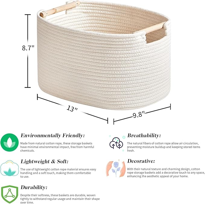 3 Pack Storage Basket for Cabinet and Toy Organization - 13"x9.8"x8.7" Baskets for Storage - Baby Toy Bin - Toy Storage Organizer - Ideal for Empty Gift Baskets to Fill-White-CubbioJoy