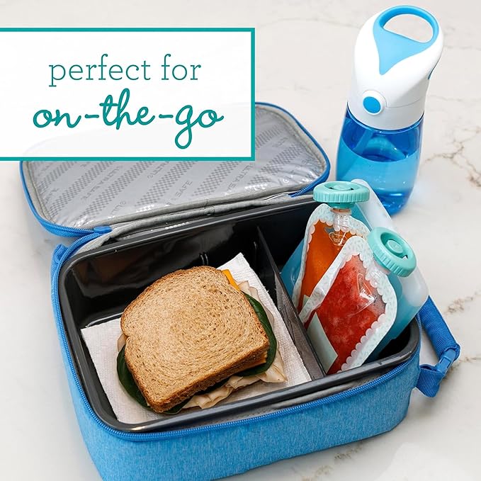 Infantino Squeeze Station, Baby Food Maker & Pouch Filler, Fill 3 Reusable Pouches at Once, Easy to Use, Dishwasher Safe, Homemade Baby Food Prep Essential, Teal-CubbioJoy