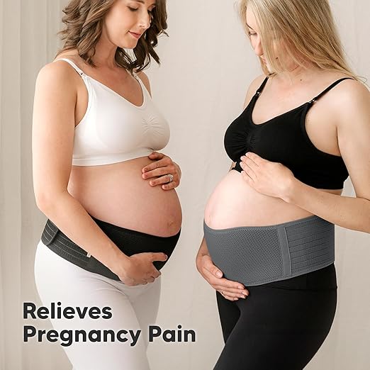 KeaBabies Maternity Belly Bands for Pregnant Women - Soft & Breathable Pregnancy Belly Support Band, Adjustable Maternity Belt for Back, Pelvic Support, Comfortable, Easy to Use (Mystic Gray, M/L)-CubbioJoy