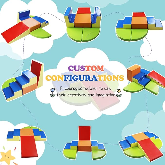6-Piece Baby Soft Foam Climbing Blocks Set, PU Leather Non Slip Foam Play Gym Climbing Structures for Toddlers 3, Indoor Climb and Crawl Activity Play Set-CubbioJoy