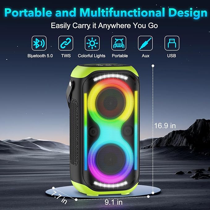 Bluetooth Speaker 160W Loud Wireless Boombox Portable Big Powerful Deep Bass Sound TWS Large Outdoor Home Party Speakers with Subwoofer LED Lights-CubbioJoy