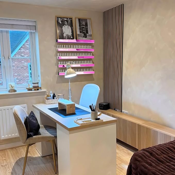 4 Pack 15 Inch Pink Reflective Acrylic Shelves, Pink Floating Shelves, Modern Sunglasses Essential Oil Picture Ledge Display Toy Storage Shelf-CubbioJoy