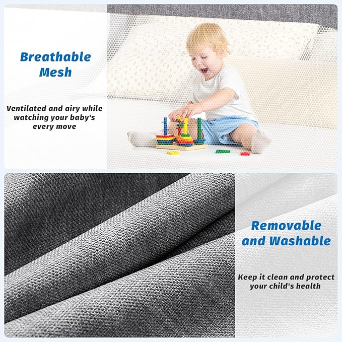 3-Piece Queen Size Bed Rails for Toddlers, with Headboard Rod -Height Adjustable Baby' Safety Bed Rails Guard for Queen Size Bed(3Pack 78.7"x78.7"x59"-Gray)-CubbioJoy