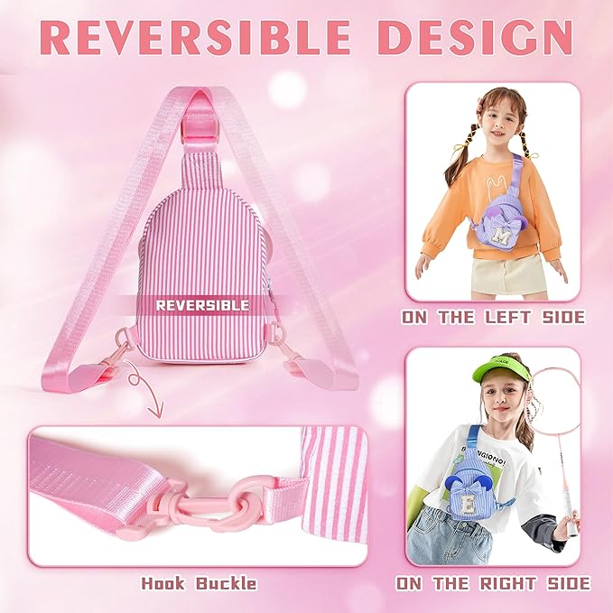 Birthday Gifts for Girls, Sling Bags for Girl Kid Travel, Birthday Gifts for 3 4 5 6 7 8 9 10 Year Old Girls Small Initial Blue Cross Body Sling Bag for Daughter Gift (Blue R)-CubbioJoy