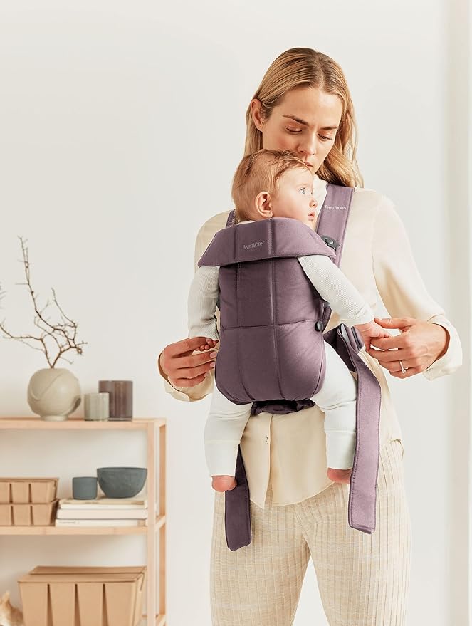 BabyBjörn Baby Carrier Mini, Cotton, Dark Purple | Newborn Carrier (7-25 lbs), Ergonomic, Easy-to-Use-CubbioJoy
