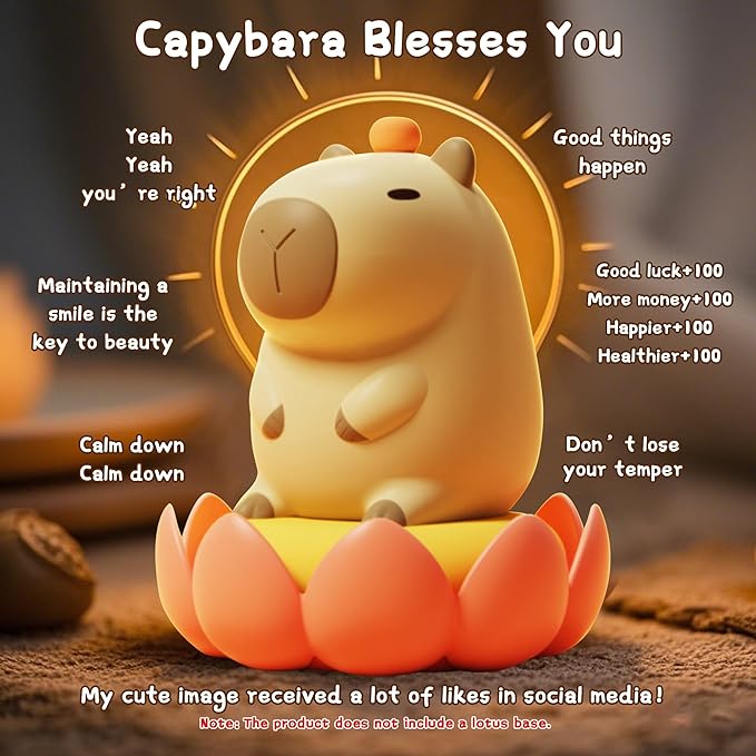 Capybara Night Light,Cute Tangerine LED Squishy Novelty Animal Night Lamp,Dimmable Soft Silicone Nursery Nightlight for Kids, Rechargeable Bedroom Touch Lamp, Dorm Decor, Baby Boys Girls Gift-CubbioJoy