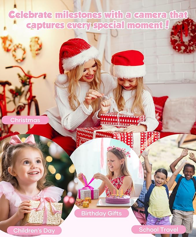 Digital Camera, 56MP FHD 1080P Point & Shoot Camera with 32GB SD Card, 2 Batteries, and Lanyard, Ideal for Kids & Teens, Suitable Gift for Girls-CubbioJoy