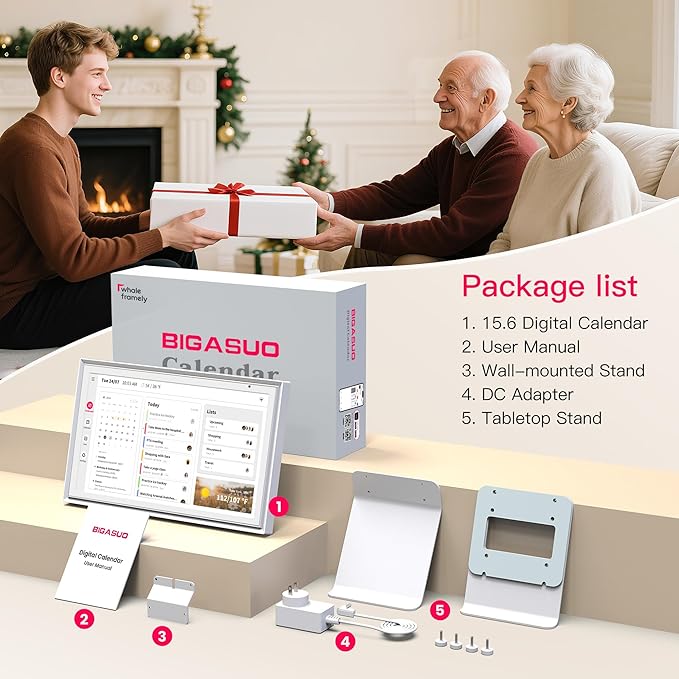 15.6 Inch Digital Calendar, Full HD Touchscreen Smart Planner for Family Schedules - Wall & Desk Mount, Great for Seamless Daily Planning & Household Organization, with LED Reminder Light-CubbioJoy