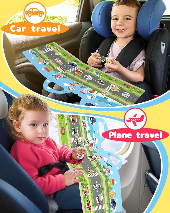 Benresive Reusable Sticker Book for Toddlers 2-4 Years, Fun Travel Stickers for Kids, Waterproof Sticker Books for Toddlers 1-3, Crafts Activities for Todddlers 1-3 2-4 3-5 - Vehicle-CubbioJoy