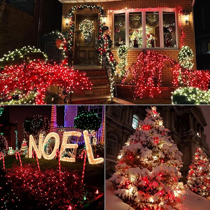 Brizled Red Christmas Lights, 33ft 100 LED Christmas String Lights, 5mm Wide Angle Mini Xmas Tree Lights, 120V UL Certified Connectable Xmas Light for Tree Party Wedding Home Indoor Outdoor Decoration-CubbioJoy