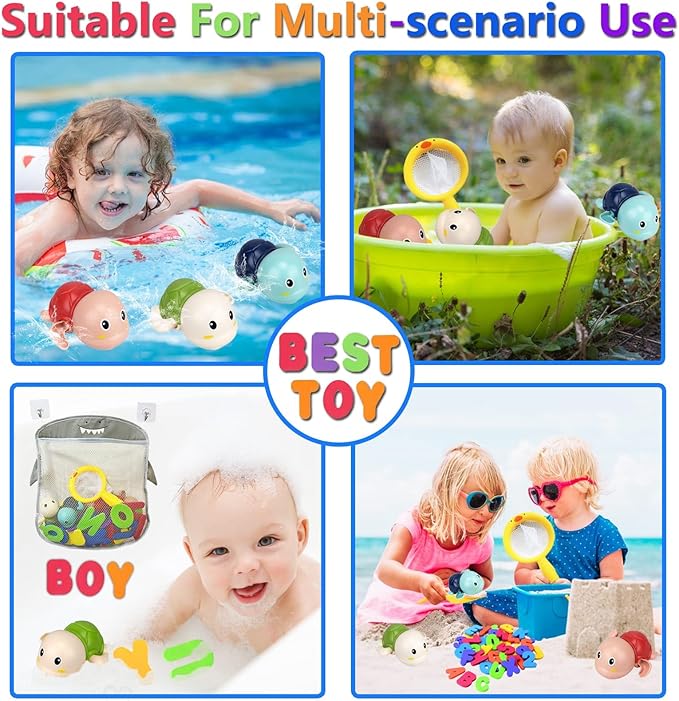Bath Toys for Kids Ages 1-3 - Baby Water Table Pool Toys For Toddlers Mold Free Wind-Up Turtle Toy Bathtub Shower Toy for Infants Babies 6-12-18 Months 1 2 3 4 Year Old Girls Boys Birthday gifts-CubbioJoy
