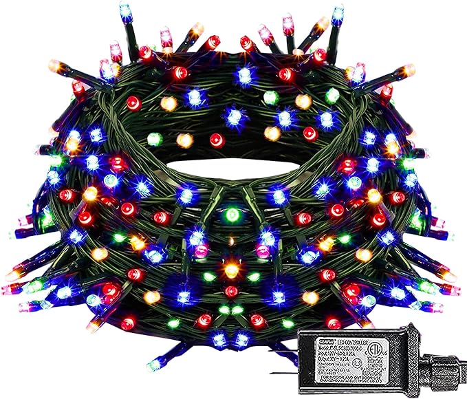 Dazzle Bright Christmas String Lights, 100 LED 33 FT Connectable Fairy Lights with 8 Modes, Waterproof Christmas Decorations for Indoor Outdoor Holiday Party Home Tree Decor (Multi-Colored)-CubbioJoy