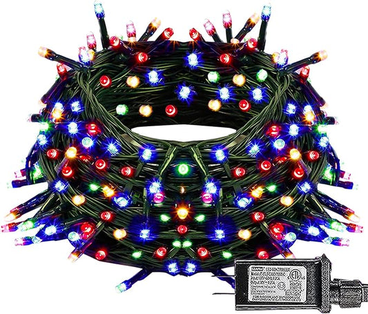 Dazzle Bright Christmas String Lights, 100 LED 33 FT Connectable Fairy Lights with 8 Modes, Waterproof Christmas Decorations for Indoor Outdoor Holiday Party Home Tree Decor (Multi-Colored)-CubbioJoy