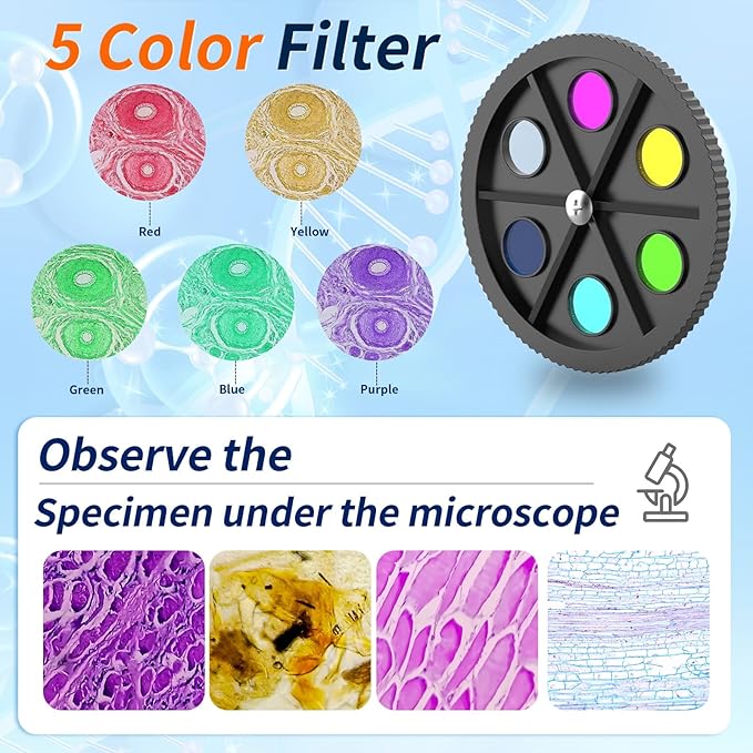 Binocular Microscope Magnification 40X-2500X, WF10x and WF25x Eyepieces, Dual LED Illumination, Suitable for Schools Home Labs Educational Adult Microscope-CubbioJoy