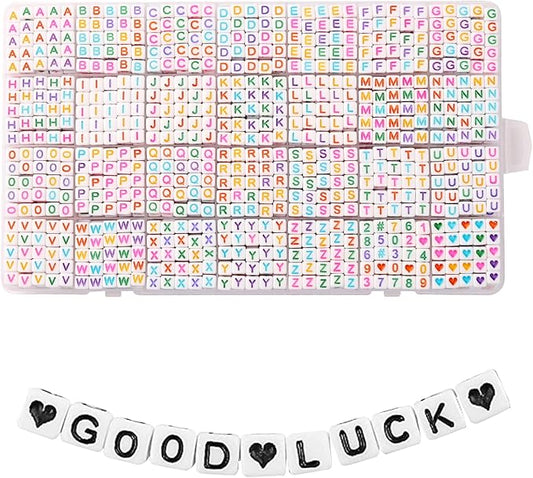 1400pcs Letter Beads, 6x6 mm Acrylic Alphabet Beads, Beads for Jewelry and Bracelet Making, in 28 Grid Box (White and Colorful)-CubbioJoy