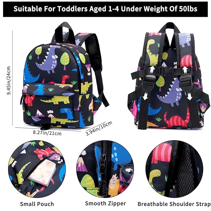 Accmor Toddler Leash Baby Dinosaur Backpack Harness with Anti Lost Wrist Link, Cute Mini Child Daycare Bag with Tether Hold Kids Close While Outdoor Walking for Baby Boys Girls-CubbioJoy