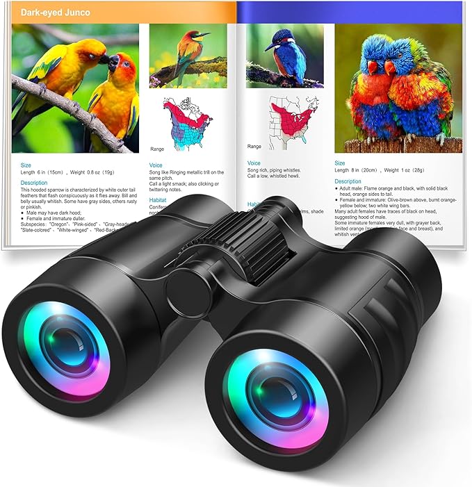 Boy Toys Ages 3-8: Kids Binoculars with Bird Watching Manual 4 5 6 7 8 Year Old Boys Girls Easter Birthday Gifts Outdoor Travel Binoculars Toy for Kid Age 4-6 Toddler Camping|Hiking Toys-CubbioJoy