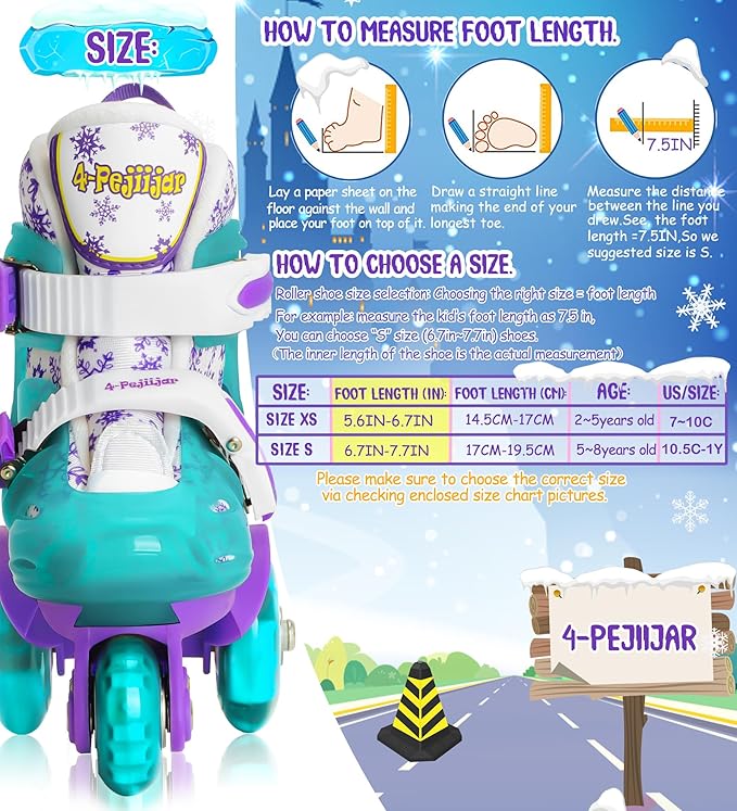 Adjustable Roller Skates for Kids Girls Ladies with Light Up Flash LED Wheels(Age 3-9),Three-Point Type Balance,Gift Box Packing for Toddlers,Children-CubbioJoy