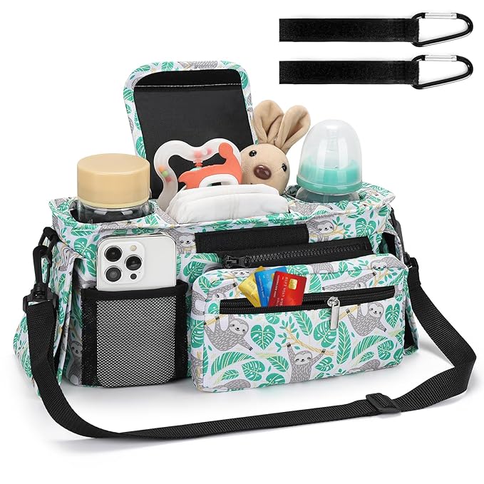 Accmor Universal Stroller Organizer with Insulated Cup Holder Detachable Phone Bag and Shoulder Strap,Stroller Bag Caddy Organizer Fits for Uppababy, Baby Jogger, Britax Strollers-CubbioJoy