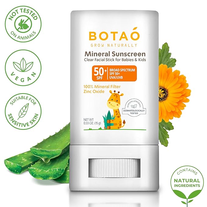 baby Mineral Sunscreen Stick 100% Zinc Oxide SPF 50+ Water Resistant UVA/UVB Protection Easy to Apply Fragrance Free, babies & kids, for sensetive skin, Unscented-CubbioJoy