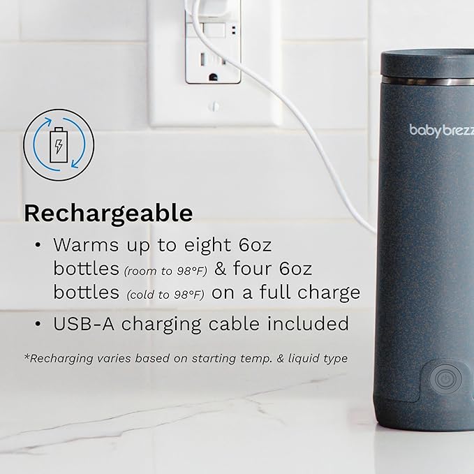Baby Brezza SuperFast Portable Baby Bottle Warmer – 67% Faster - Travel Breastmilk Warmer and Formula Warmer - Safe, Even Heating - Up to 9oz - No Adapters, Black-CubbioJoy