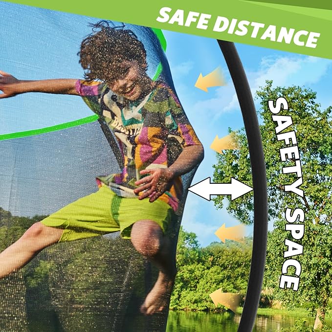 14FT 12FT 10FT 16FT Trampoline with Safety Enclosure, Anti-Rust Coating – ASTM Certified, Heavy-Duty Outdoor Trampoline with Ladder – for Kids & Adults-CubbioJoy