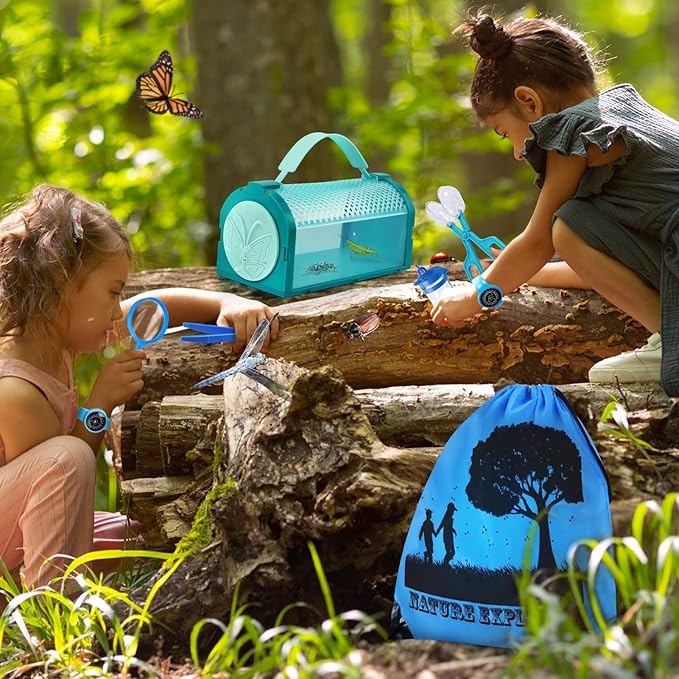 Bug Catcher Kit & Outdoor Explorer Kit for Kids, 10 Pcs Bug Catching Kit with Toy Cage, Backpack, Flashlight, Manifying Glass, Toy Net, Outdoor Exploration Toys Gift for Boys Girls 3-12-CubbioJoy