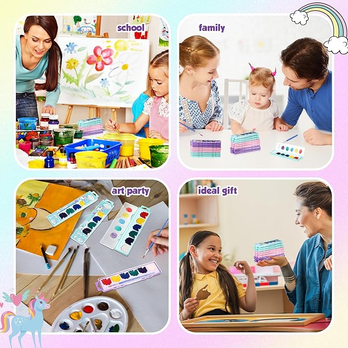 36 Pcs Unicorn Style Watercolor Painting Set 8 Washable Colors With Brush Watercolor Painting Set Gift Party Supplies Back To School Party Gift Exchange-CubbioJoy