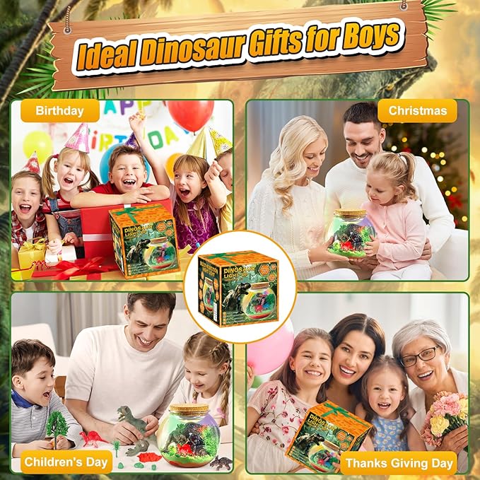 Dinosaur Activities Toys-Dinosaur Terrarium Craft Kits for Boys-Birthday Gifts for Kids Age 4 5 6 7 8 Years Old-CubbioJoy