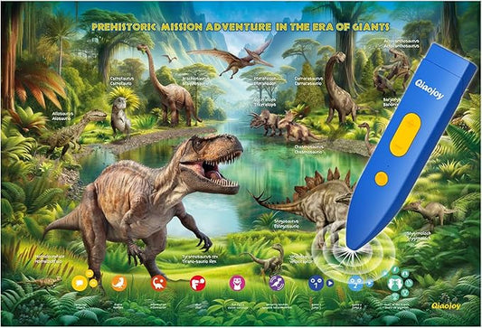 Interactive Dinosaur Toys Learning Poster, Dinosaur Talking Poster, Bilingual Dinosaur Talking Educational Children Toy with Sound Effects, Dinosaur Toys for Ages 3-12, Best Dinosaur Party Gift-CubbioJoy